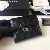 Chanel Wallet Top version 【Original Leather】Small Ladies Wallet Three-Fold Wallet Short Wallet Caviar Cowhide Imported Sheepskin Women's Wallet