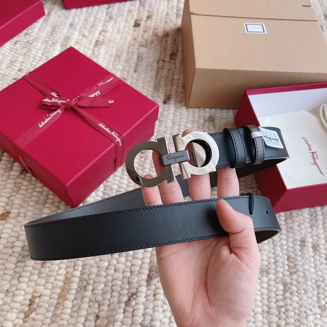 Ferragamo Belt Top version 【Full Package】Belt Width for Men and Women3.5cm with Chip nfc Anti-Counterfeiting Quality Counter Full Set Packaging Italian Double-Sided Cowhide Matching Boutique Brass Buckle Length Can Be Cut by Yourself Counter Belt Fashion