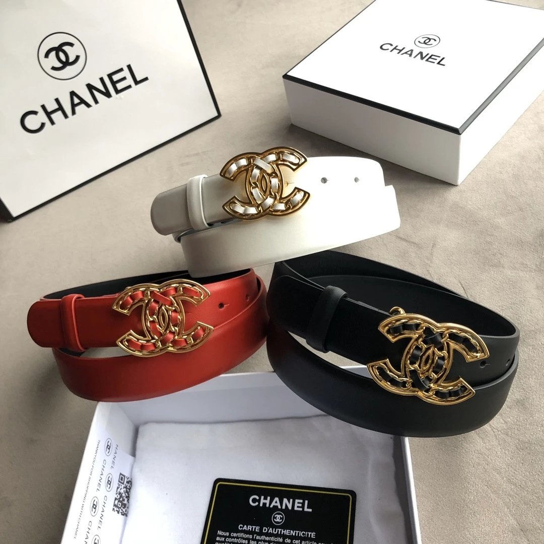 Chanel Belt Top version 【Special Cabinet Full Package】.Cow Leather Belt Silver Metal and Rhinestone.Width3.0mm Female Boutique Belt Female Boutique Belt Fashion Expert Elegant and Generous Business Casual Belt Belt Belt Women's Belt Women