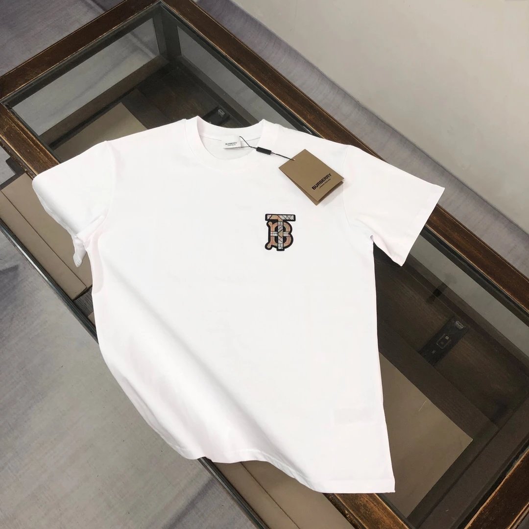 Burberry T-shirt Chest Plaid Pattern TB Letter Embroidery logo round Neck Short Sleeve25ss New pure cotton T Unisex T-Shirt OS Drop Shoulder Loose Fit Base Shirt Top T-Shirt Short Sleeve