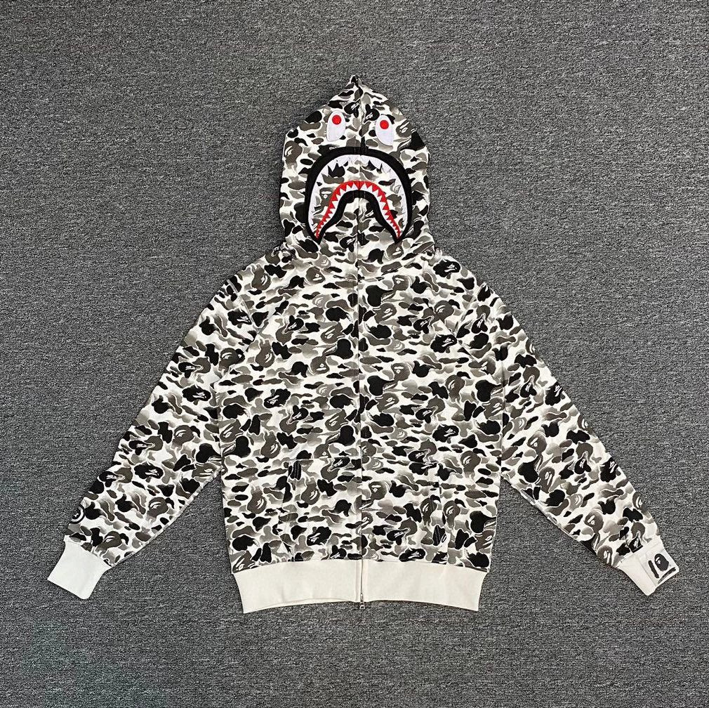 Bape Hoodie Top Version Japanese Style Fashion Brand Classic Shark Camouflage Hooded Sweater Hip Hop Style Loose Men and Women Couple Hoodie Coat