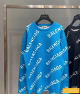 Balenciaga Clothing New Letters logo Jacquard Knit Casual round Neck Sweater Men's Top Women's