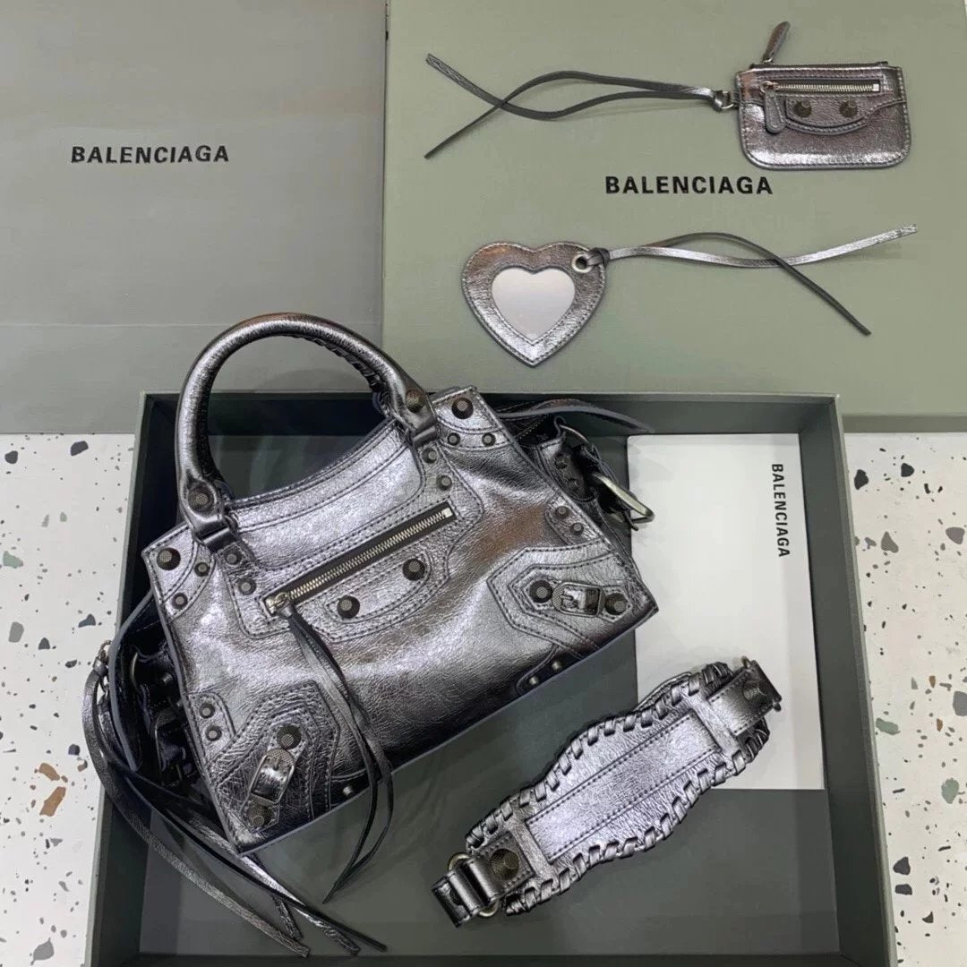 Balenciaga Bag Top version 【High Version Surrogate Shopping】2022New Latest Neocagole Motorcycle Bag Oil Wax Leather Genuine Leather Bag Backpack Shoulder Bag Crossbody Bag Rivet Diamond Motorcycle Bag Handbag Tote Bag