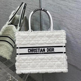 Dior Women's Bag Top version 【New Arrivals】22Lady Nian Booktote Handbag New Lamb Wool Velvet Rhombus Shopping Bag Large Capacity Totes Plush Hand-Carrying Bag Women's Bag