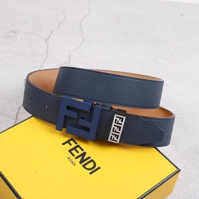 FENDI Belt Top version Belt Men's and Women's Belt Italy Imported Cowhide Leather Pure Original Leather Men's Belt Smooth Buckle Man's Belt3.8cm Wide