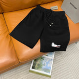 Balenciaga Shorts Cover Up Cola Graffiti Spray Paint Letters logo Five-point Shorts25ss New Drawstring Casual Summer Pants5Two-in-One Casual Sweatpants for Men and Women, Pure Cotton Joggers