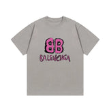 Balenciaga T-shirt Double B Doodle Letter Print Logo Logo Crew Neck Short Sleeve25ss New Pure Cotton Unisex Style T T-shirt OS Loose Fit Base Shirt Top Half Sleeve T-Shirt