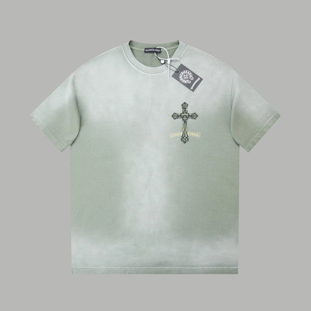 Chrome Hearts T-shirt Horseshoe Rhinestone Pattern Round Neck Short Sleeve25ss New Pure Cotton Unisex Style T T-shirt OS Loose Fit Base Shirt Half Sleeve T-Shirt Top Half Sleeve