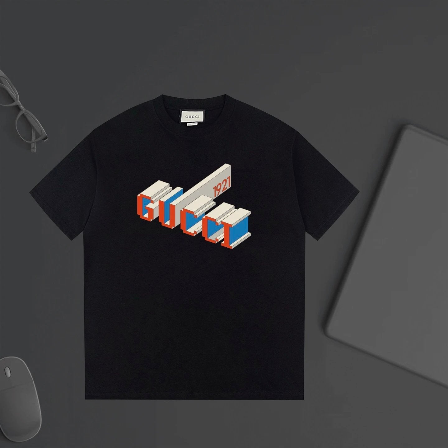 Gucci T-shirt 3D Letter Print on the Chest logo round Neck Short Sleeve25ss New Pure Cotton Unisex Style T T-shirt OS Loose Fit Base Shirt Top Half Sleeve T-Shirt