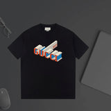 Gucci T-shirt 3D Letter Print on the Chest logo round Neck Short Sleeve25ss New Pure Cotton Unisex Style T T-shirt OS Loose Fit Base Shirt Top Half Sleeve T-Shirt