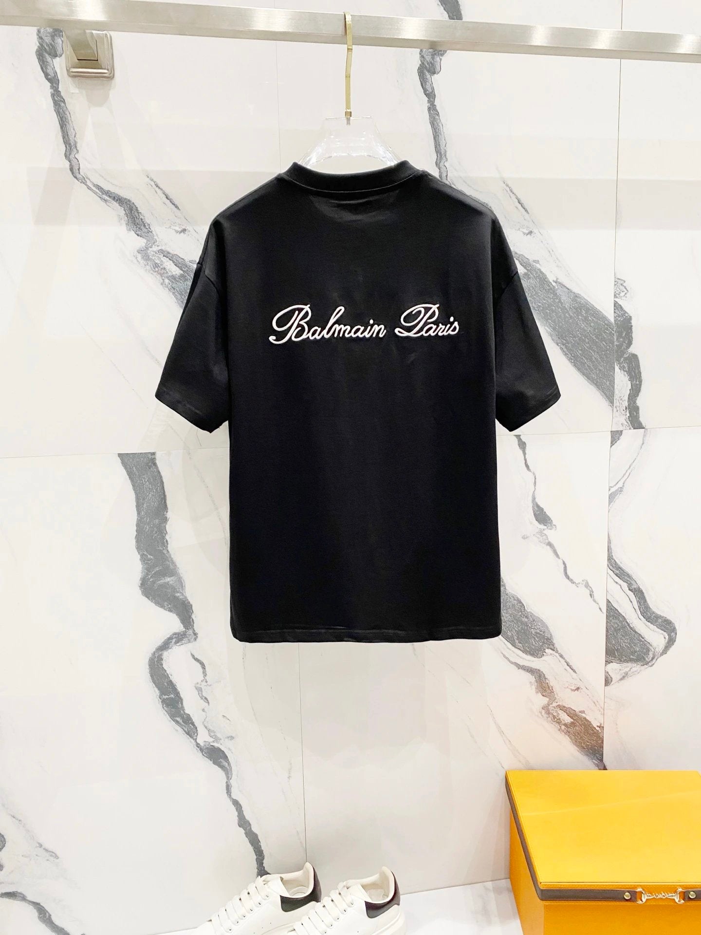 Balmain T-shirt Front and back brand letter embroidery logo round Neck Short Sleeve25ss New pure cotton T Unisex T-Shirt OS Drop Shoulder Loose Fit Base Shirt Top T-Shirt Short Sleeve