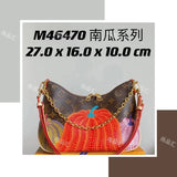 Louis Vuitton LV Women's Bag Top version 【23New Premium Version Original Factory】M46470Presbyopic Pumpkin Silk Screen Croissant Grass MIUSOU Cooperation Odeon Small Size Handbag Underarm Bag Chain Bag One-Shoulder Crossboby Bag Pumpkin Bag