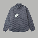 Balenciaga Shirt Double B Lock Buckle Jacquard Lapel Shirt Cotton Jacket Casual Loose Versatile Long Sleeve Shirt Coat Unisex24ss Autumn and Winter New Products