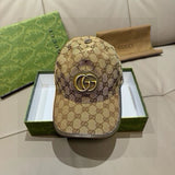 Gucci Hat Big Pair G Alphabet Gold Label logo Baseball Cap Sun Protection Visor Cap Large Head Circumference Versatile Sports Hat Slimming Face Curved Brim Unisex Couple Style