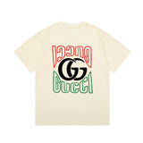 Gucci T-shirt Color Matching Double G Letter Direct Print logo round Neck Short Sleeve25ss New pure cotton T Unisex T-Shirt OS Loose Fit Base Shirt Top Half Sleeve T-Shirt