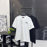 Gucci T-shirt Small Letter Embroidery on Left Chest logo round Neck Short Sleeve25ss New pure cotton T Unisex T-Shirt OS Loose Fit Base Shirt Top Half Sleeve T-Shirt