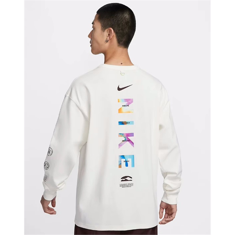 Nike Men's and Women's Spring and Autumn Sports Casual Knitted Cotton Sweater Loose Breathable Color logo Long Sleeve T T-shirt