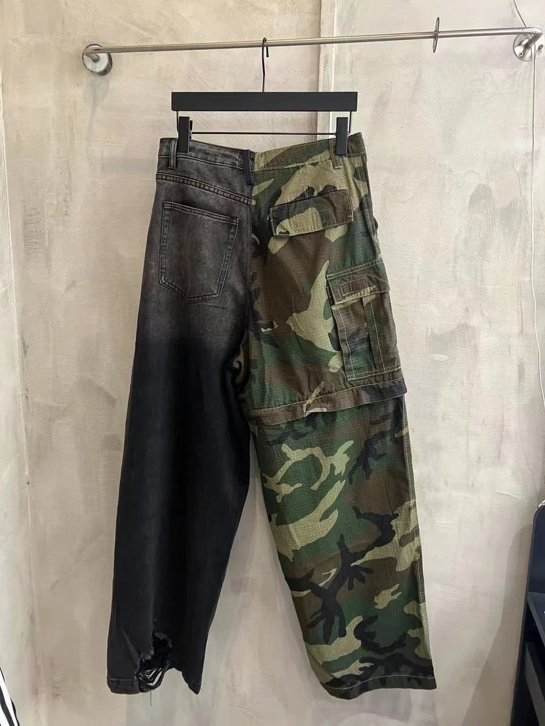 Balenciaga Jeans ss24Autumn Winter New Colorful Woven Plaid Cargo Pants Patchwork Denim Fabric Loose Fit Long Pants Unisex