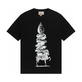 Gucci T-shirt Chest Artistic Pattern Print logo round Neck Short Sleeve25ss New pure cotton T Unisex T-Shirt OS Loose Fit Base Shirt Top Half Sleeve T-Shirt
