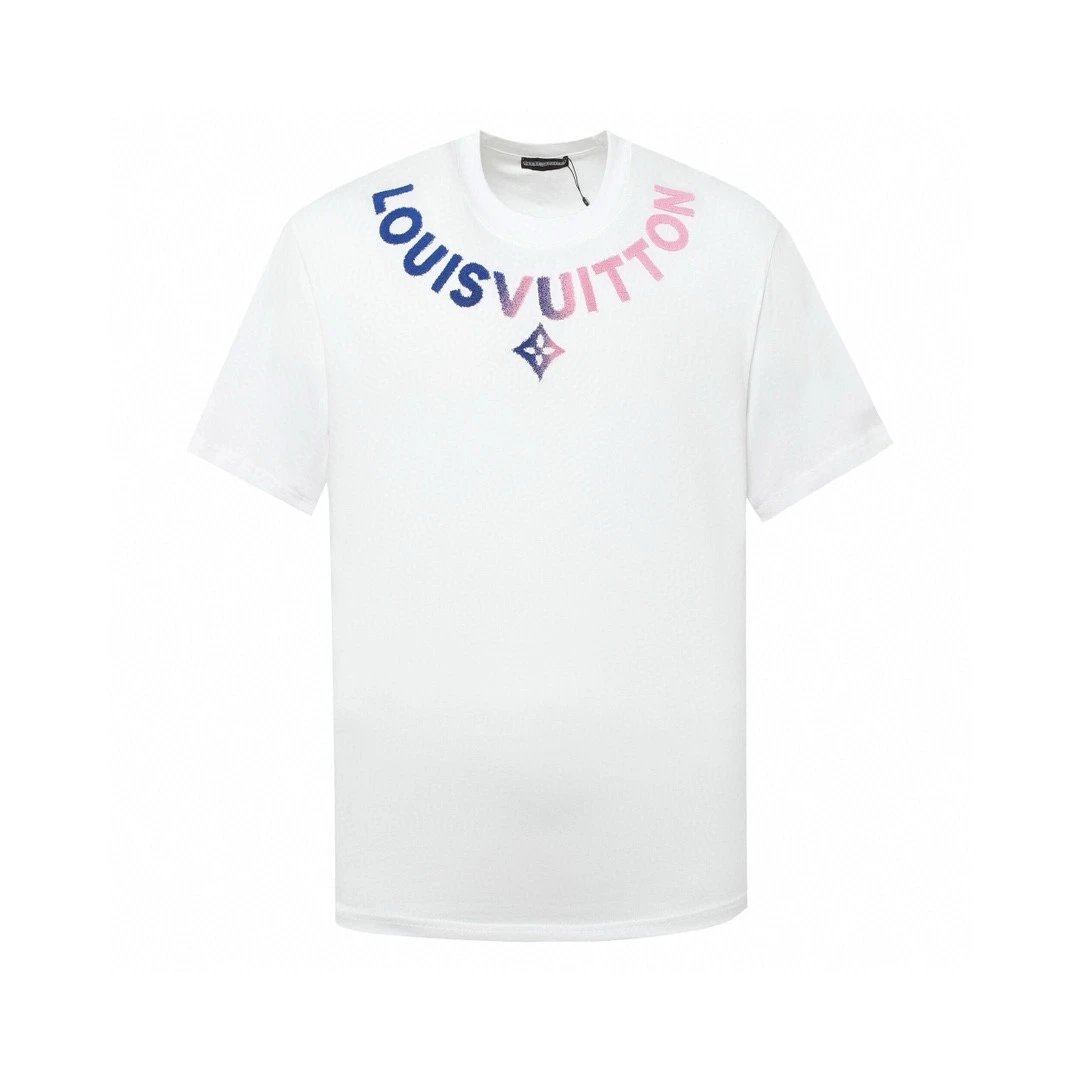 Louis Vuitton LV T-shirt Toothbrush Embroidery logo round Neck Short Sleeve25ss New Pure Cotton Unisex Style T T-shirt OS Loose Fit Base Shirt Short Sleeve T-Shirt Top