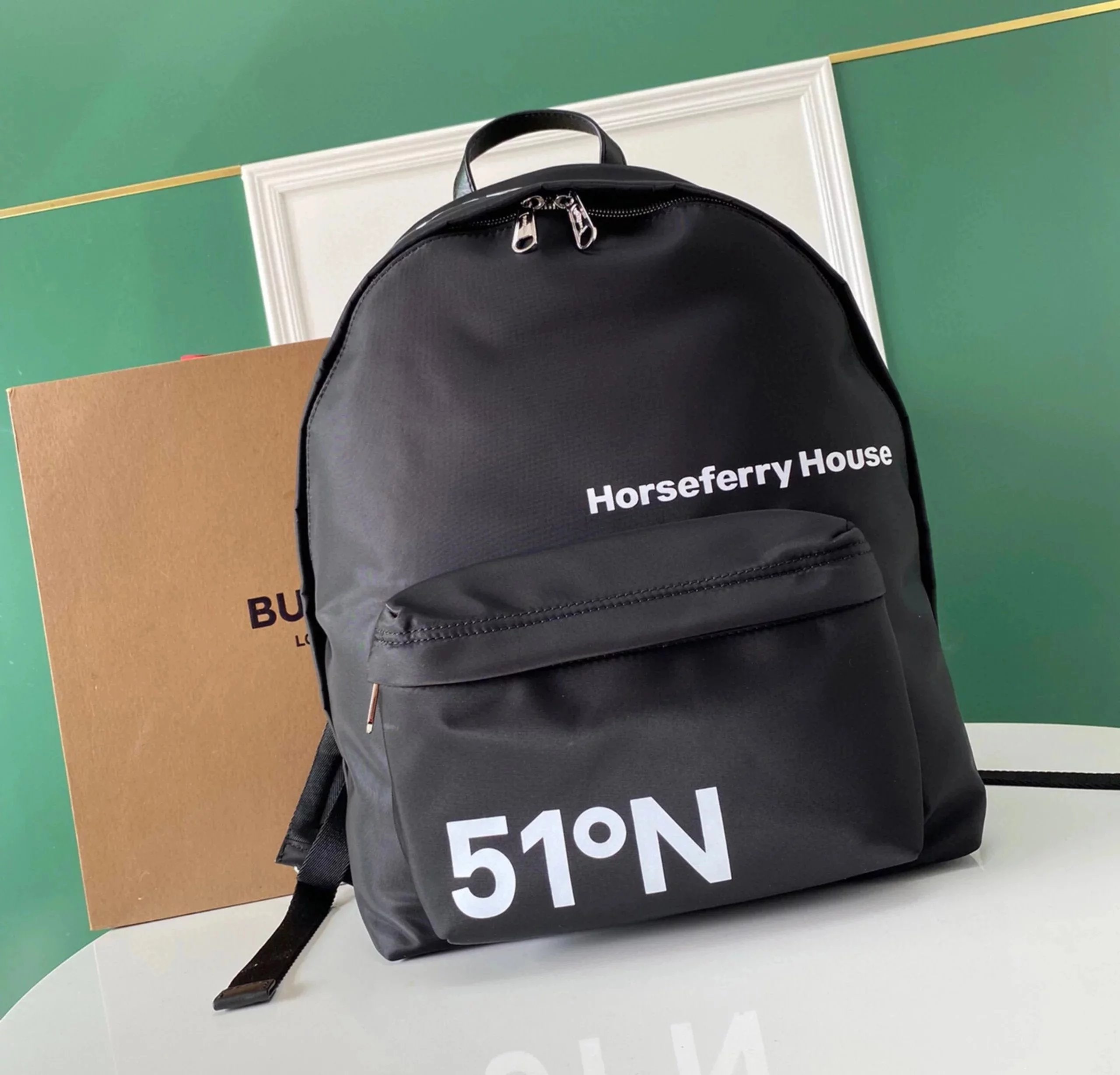 Burberry backpack Top version Bag Unisex Solid Color Nylon Cloth Letter Zipper Fashion Casual Backpack