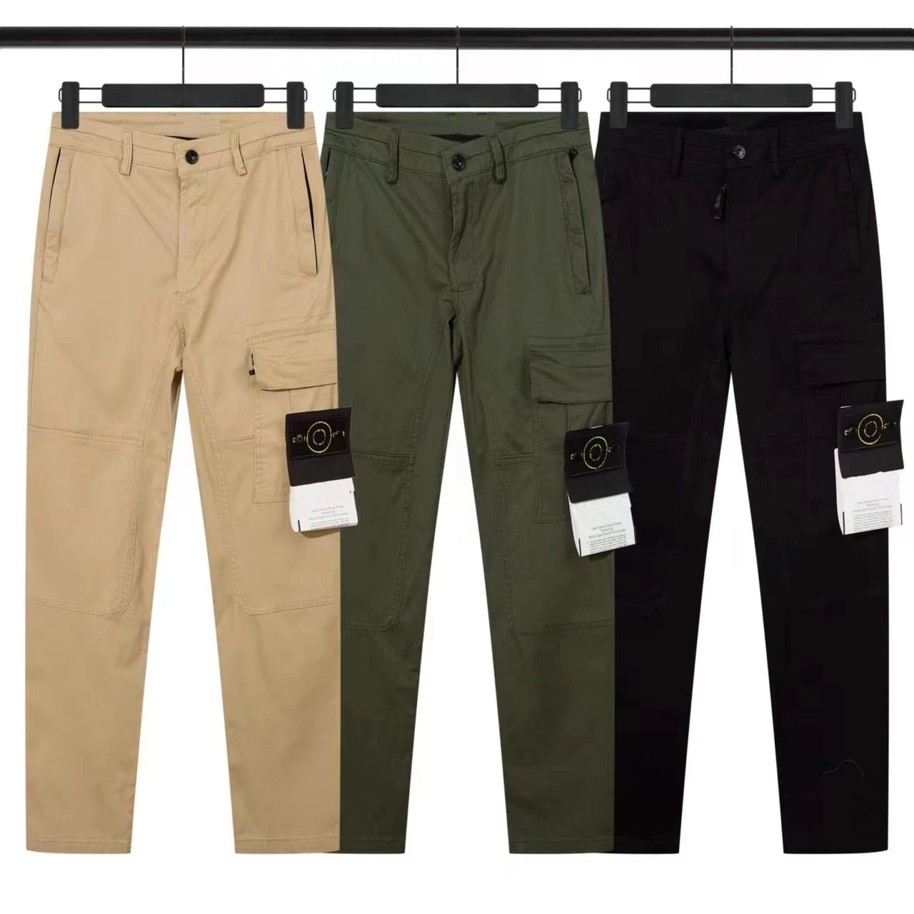 Stone Island Overalls New24ss Multi-Pocket Zipper Stretch Slim Compass Badge Embroidery Casual Working Pants Men