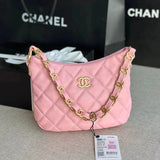 Chanel Women's Bag Top version 【Original Leather High Version】New Women's Bag2022Autumn and Winter New hobo Hippie Underarm Bag Sheepskin and Gold Gilding Hardware Accessories Large Capacity Bag Double c Chain Bag Home New Underarm Bag hobo Package Hippie