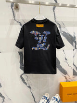 Louis Vuitton LV T-shirt Cowhide Patch Embroidery Cloud Letters LOGO Logo Crew Neck Short Sleeve25ss New Pure Cotton Unisex Style T T-shirt OS Loose Fit Base Shirt Casual Short Sleeve Top T-Shirt