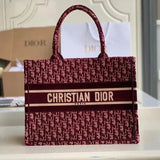 Dior Women's Bag Top version Same Style as Stars2023New Product BookTotemini Tote Bag Houndstooth Mini Small Sized Large Canvas Embroidered Shopping Bag Handbag Shoulder Bag Women's Bag