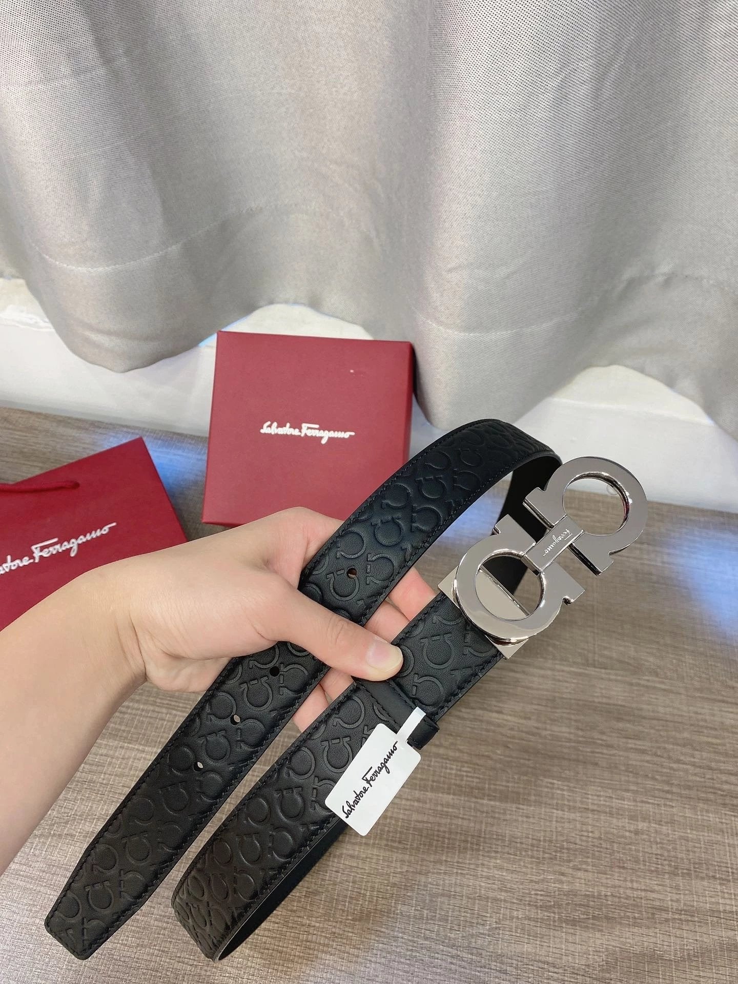 Ferragamo Belt Top version 【Counter Genuine Customization】Belt Men NFC Anti-Counterfeiting Surrogate Shopping Light Luxury Men's Leather Belt Vachette Clasp Business Casual Genuine Leather Replacement Belt Belt