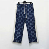 Gucci Sports suit Autumn New Double Letter Embossed logo Denim Straight Drawstring Pants Casual All-Match