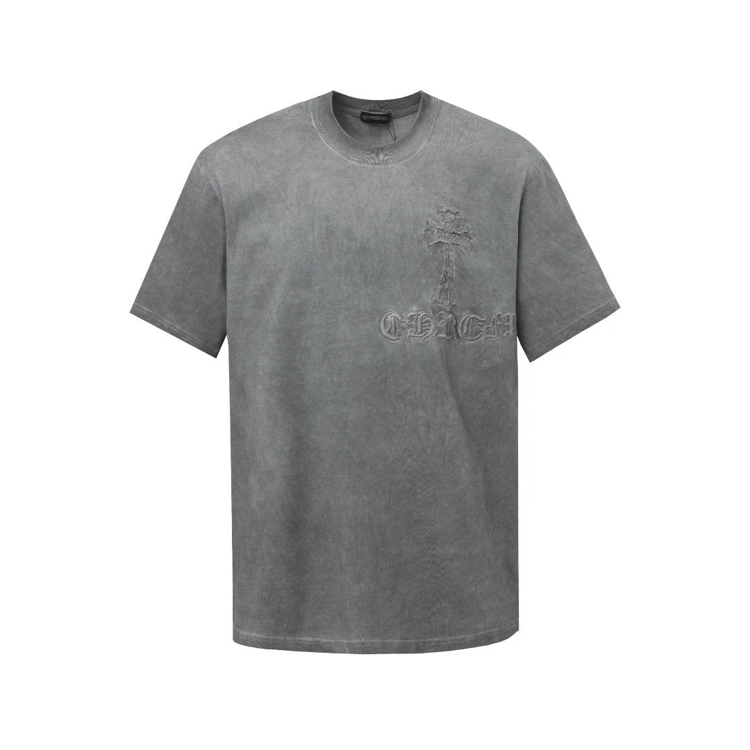 Chrome Hearts T-shirt Chest with Sanskrit Script Embroidery logo round Neck Short Sleeve25ss New pure cotton T Unisex T-Shirt OS Drop Shoulder Loose Fit Base Shirt Top T-Shirt Short Sleeve