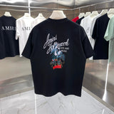 Amiri T-shirt Back Floral Tree Print logo round Neck Short Sleeve25ss New pure cotton T Unisex T-Shirt OS Loose Fit Base Shirt Top Half Sleeve T-Shirt