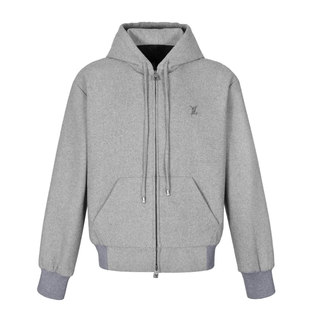 Louis Vuitton LV Jackets Iron Standard Wool Zipper Hooded Jacket Unisex Autumn Winter New Sports Casual Loose Versatile