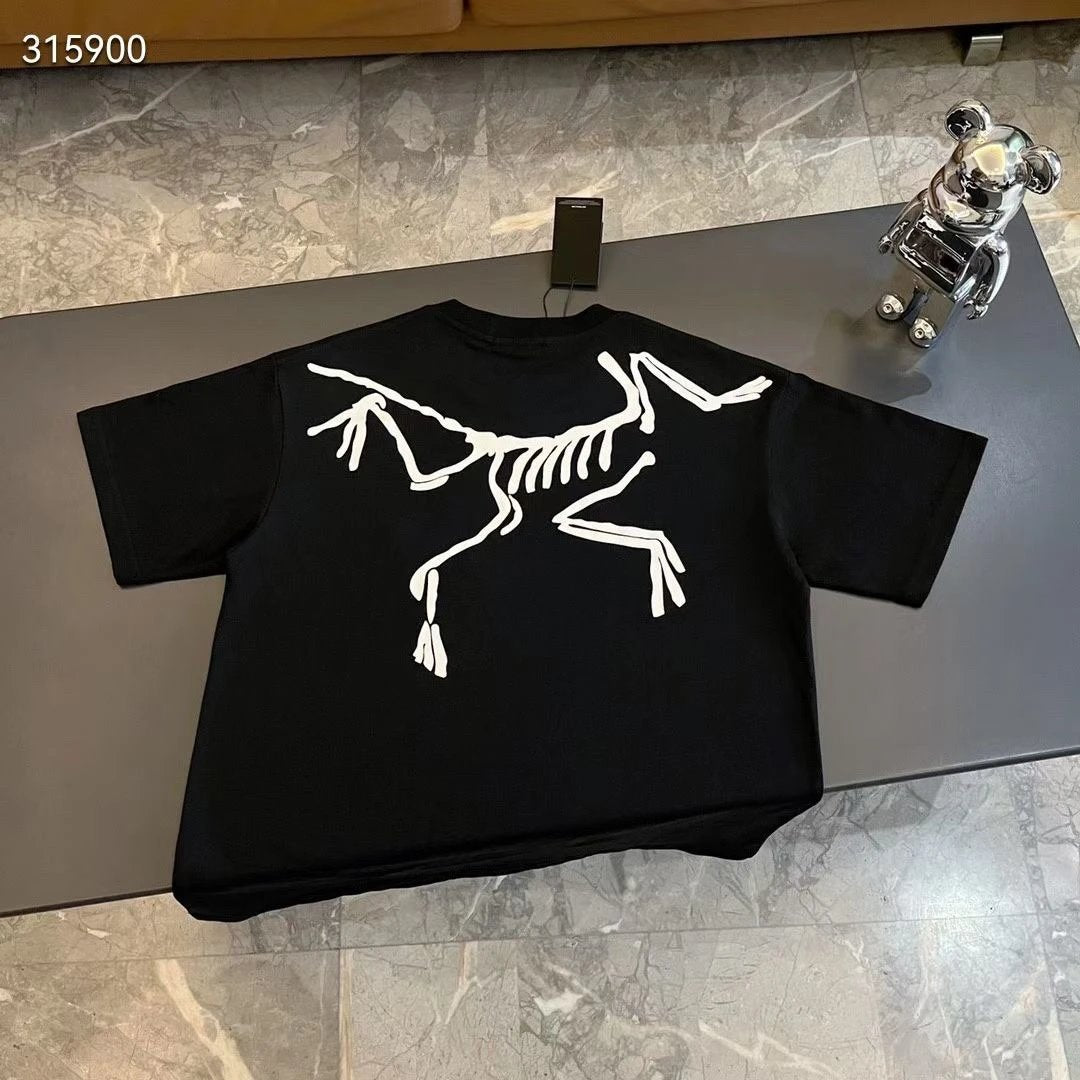 Arc'teryx T-shirt Back Skeleton Pattern Print logo round Neck Short Sleeve25ss New Pure Cotton Unisex Style T T-shirt OS Loose Fit Base Shirt Half Sleeve T-Shirt Top Half Sleeve