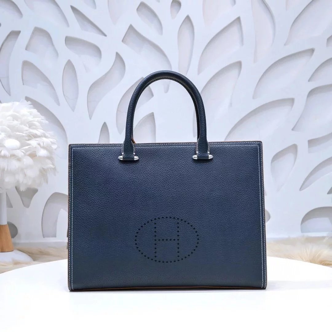 Hermes men's bag Top version Latest Men's Business Casual Computer Bag Briefcase Handbag Men's Bag Made of Original Calfskin Leather Soft Feel Awesome Configuration Password Lock High-End Hardware Zipper Head