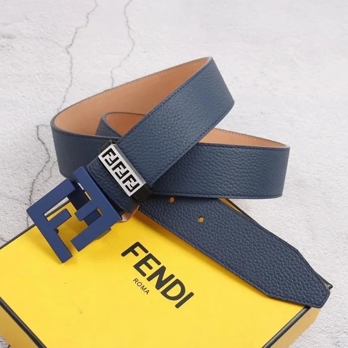 FENDI Belt Top version Belt Men's and Women's Belt Italy Imported Cowhide Leather Pure Original Leather Men's Belt Smooth Buckle Man's Belt3.8cm