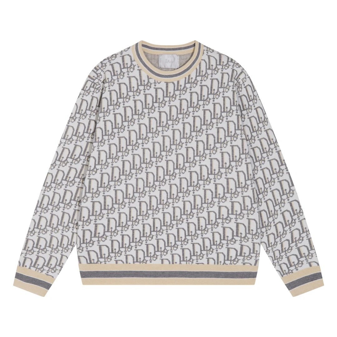 Dior Sweater Round Neck Sweater Long Sleeve Thickened Lazy Style Unisex Loose Knit Top Coat Versatile Casual Wearable Inside and Outside