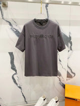 Balenciaga T-shirt Alphabet letters LOGO Embroidered Round Neck Short Sleeve with Lock Button25ss New pure cotton T Unisex T-Shirt OS Loose Fit Base Shirt Top T-Shirt Short Sleeve