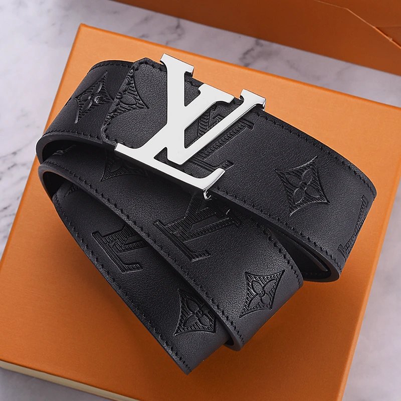 Louis Vuitton LV Belt Belt Men's Light Luxury Cowhide Pant Belt Big Brand High-Grade Fine Steel Letter Buckle Business Casual All-Match Genuine Leather Belt