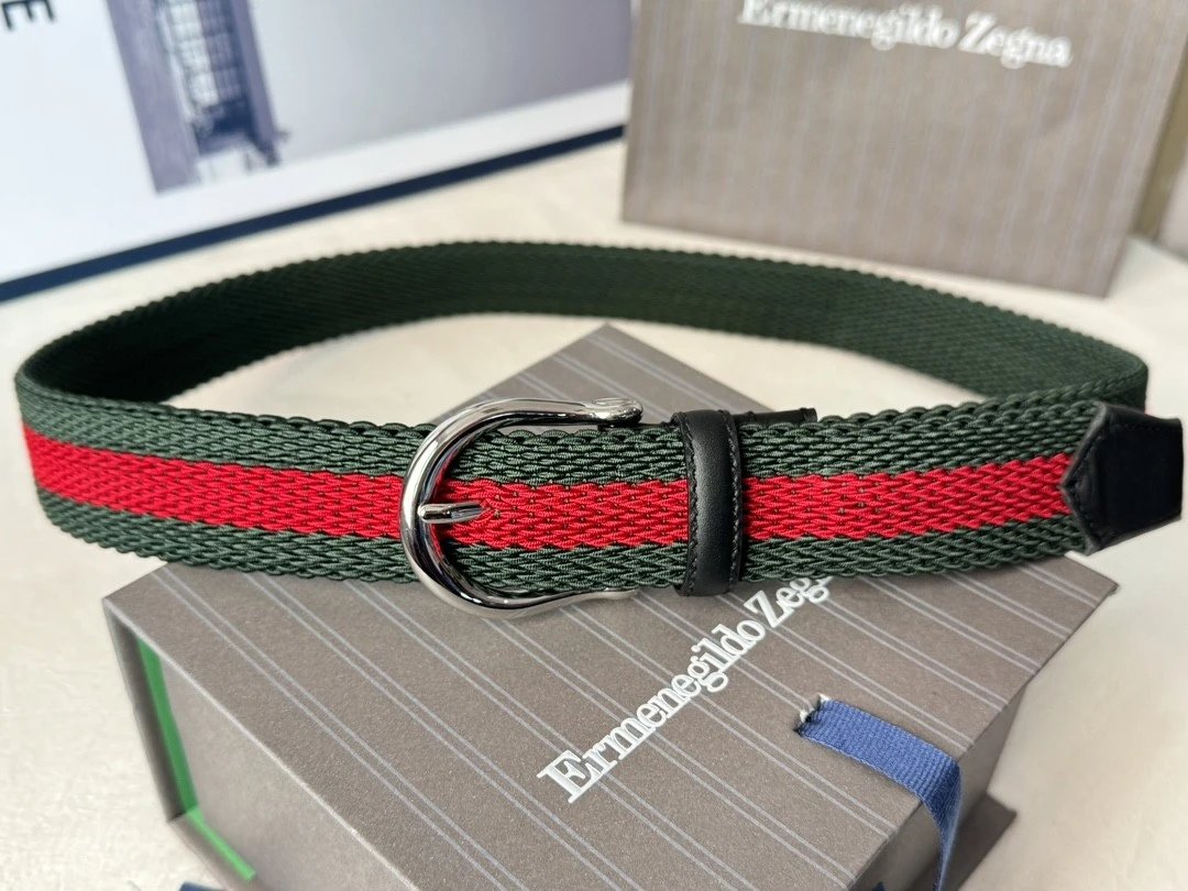 Zegna Belt Top version Original Imported Calf Leather Belt Business Men's Pant Belt Woven Leather Belt Double-Sided Dual-Use Men's Needle Belt Suitable for Men's Business Double-Sided Cowhide Classic Belt Gift Box Packaging3.5