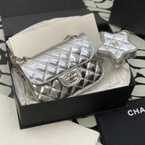 Chanel Women's Bag Top version 【Premium Original Leather】24C New CF Five-Pointed Star Double Chain Bag Five-Pointed Star Twin Bag CF Flap Bag Gold Silver**Original Leather Premium Women's Bag24C Five-Pointed Star Series XINGX Pendant CF Bag as4646