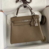 Hermes women's bag Top version Women's Bag Women's Bag Handbag Shoulder Bag Messenger Bag Kelly25cm28cmKellytogo Cowhide Wax Line Hand Sewing