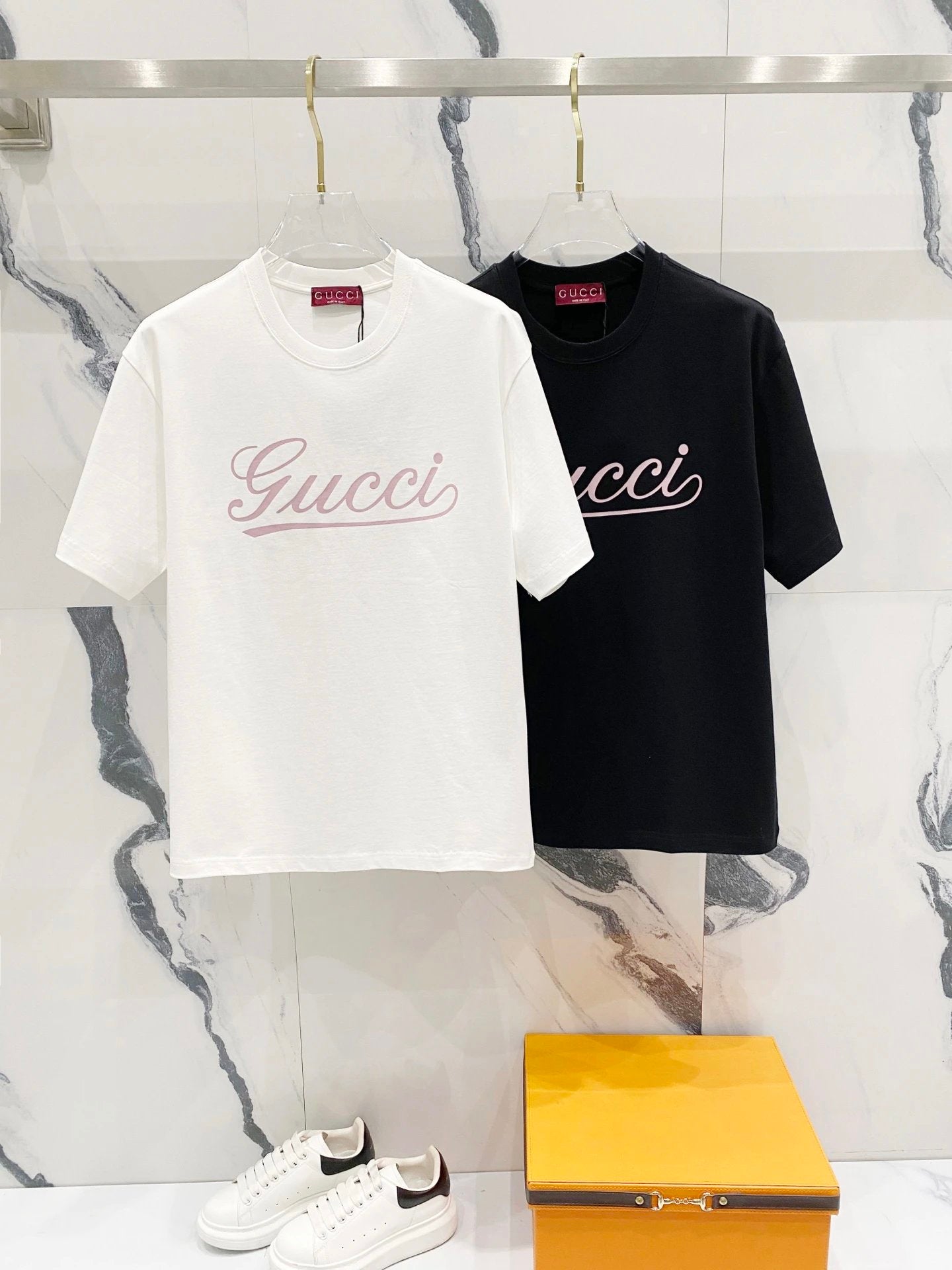 Gucci T-shirt Chest Music Note Letter Signature Print logo round Neck Short Sleeve25ss New Pure Cotton Unisex Style T Casual T-Shirt Base Layer Shirt OS Loose Fit Half Sleeve Top Plus Size