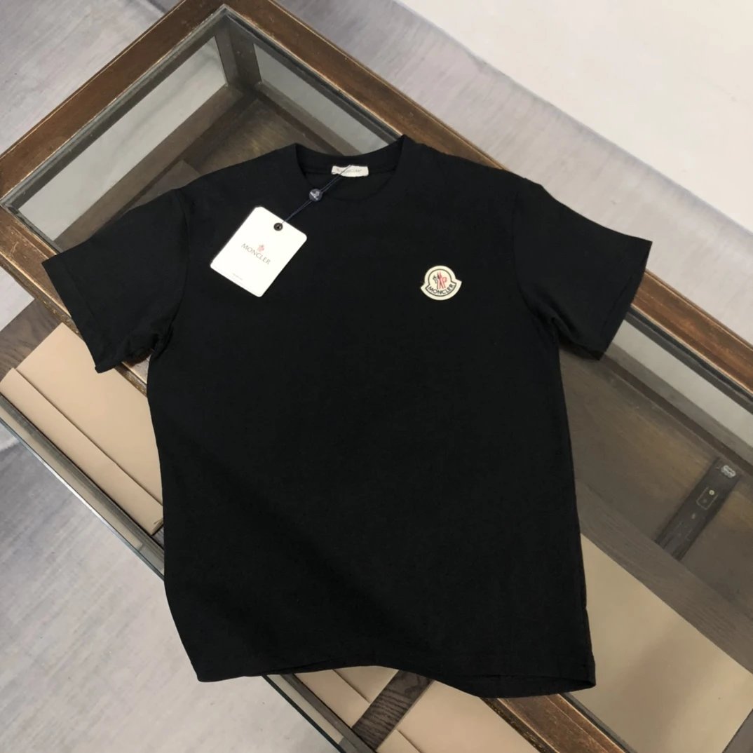 Moncler T-shirt Chest Small Badge Embroidery logo round Neck Short Sleeve25ss New Pure Cotton Unisex Style T Casual T-Shirt Base Layer Shirt OS Loose Fit Half Sleeve Top Plus Size