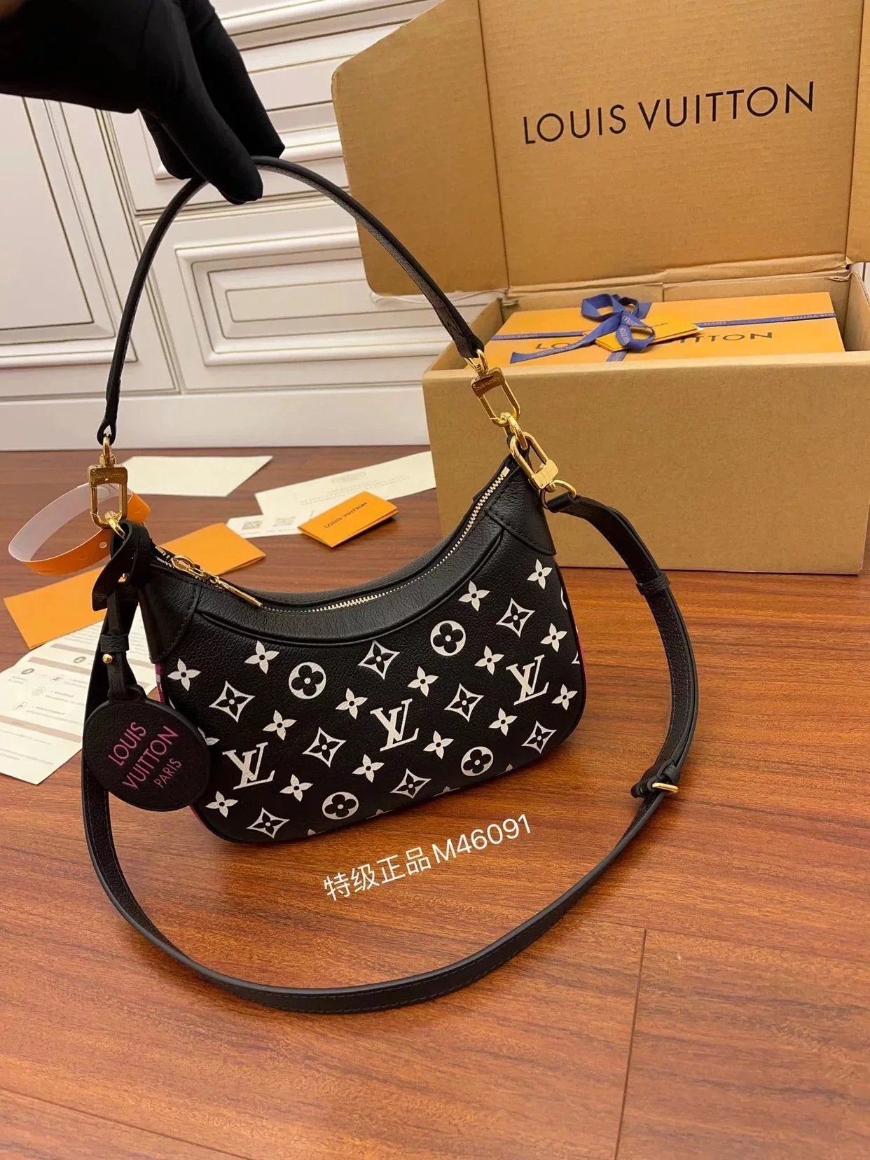 Louis Vuitton LV Women's Bag Top version 22New Bagatelle Handbag Full Leather Moon Bag Underarm Bag Vintage Bag Croissant Shoulder Messenger Bag Handle Handbag M46091M46113