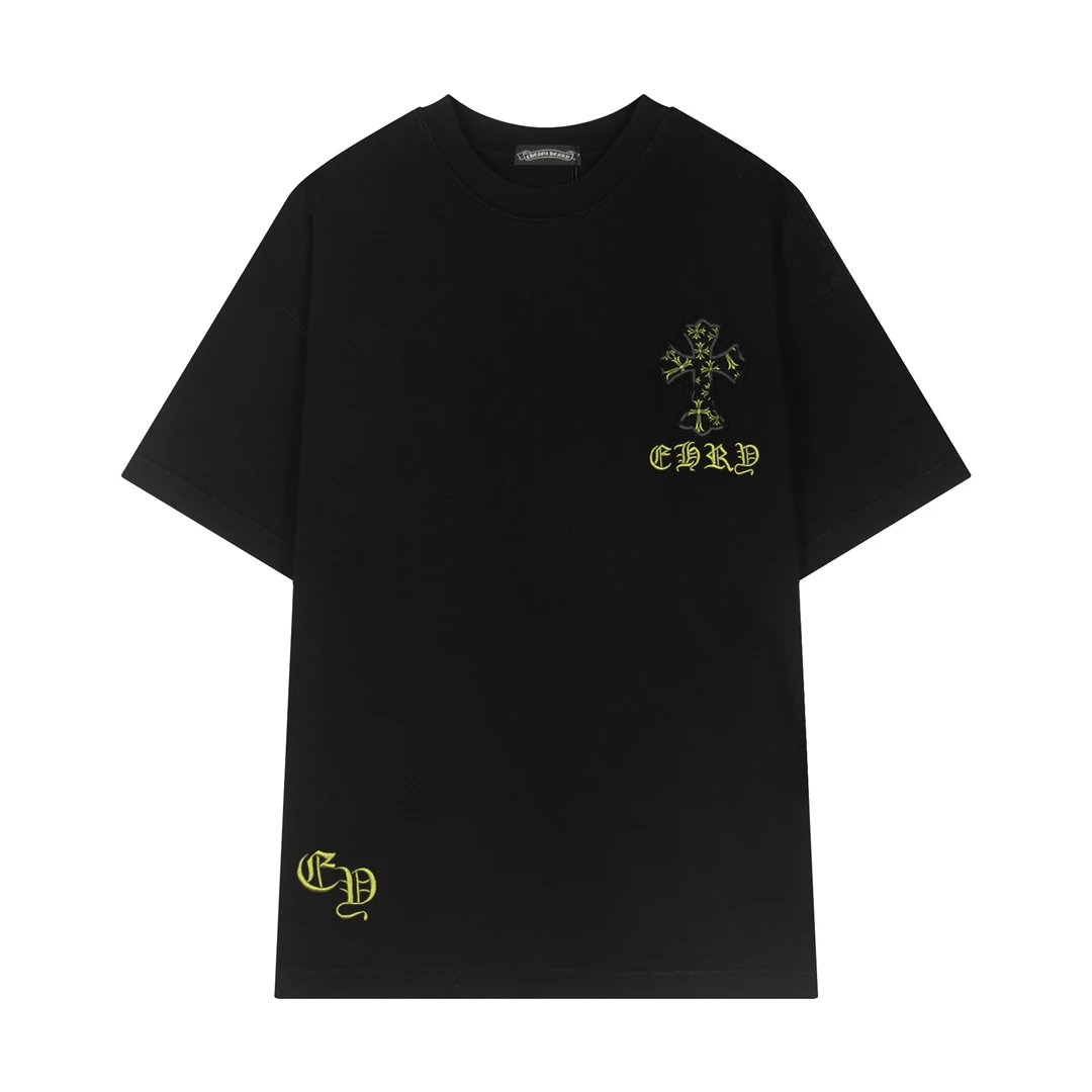Chrome Hearts T-shirt Patch logo round Neck Short Sleeve25ss New Pure Cotton Unisex Style T T-shirt OS Loose Fit Base Shirt Short Sleeve T-Shirt Top