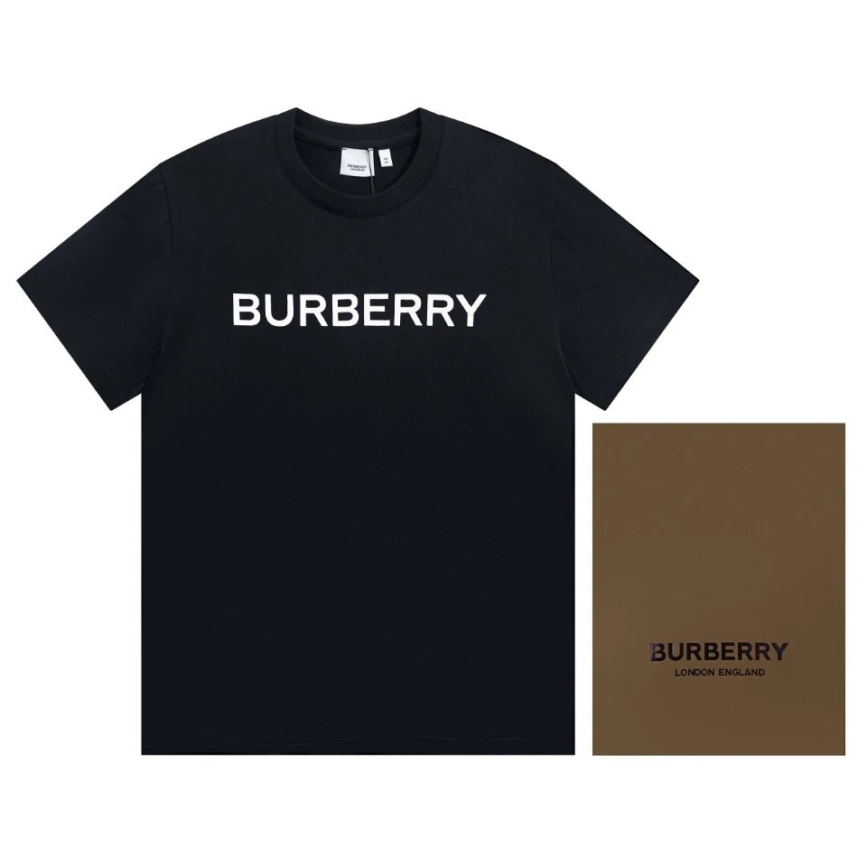 Burberry T-shirt Classic Style Front Logo logo round Neck Short Sleeve25ss New Pure Cotton Unisex Style T T-shirt OS Loose Fit Base Shirt Top Half Sleeve T-Shirt