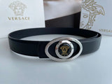 VERSACE Belt Top version High-End Belt Classic Fashion Brand Casual Leather Belt Belt Men's Leather All-Match Smooth Buckle Head Belt Pant Belt