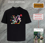 Louis Vuitton LV T-shirt Colorful Letter Print on Chest Brand logo round Neck Short Sleeve25ss New pure cotton T Unisex T-Shirt OS Loose Fit Base Shirt Top Half Sleeve T-Shirt